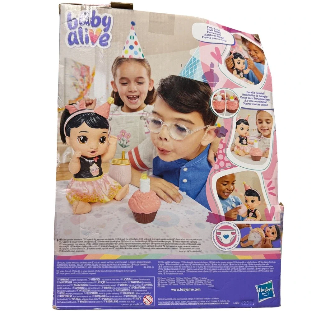 Baby Alive Katie Kat Birthday Bestie Doll Black Hair Toy Roleplay Hasbro New Box - Picture 2 of 7